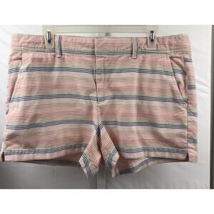 Gap Chino Shorts Women 14 Multi Stripe 100% Cotton Stretch Pockets City Shorts
